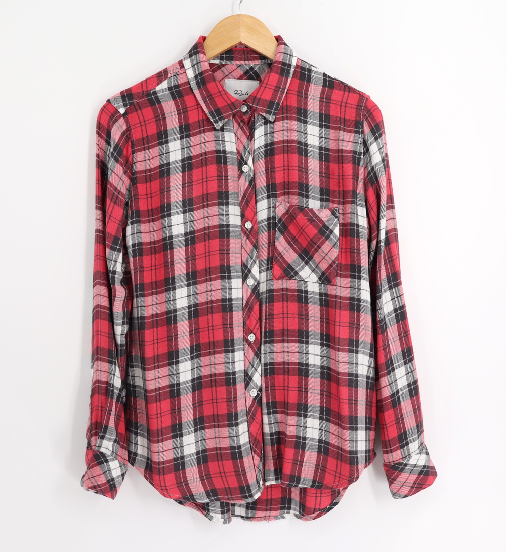 Rails Shirt Sz S Hunter Scarlet Ash Plaid Button Plaid Flannel Lightweight Red